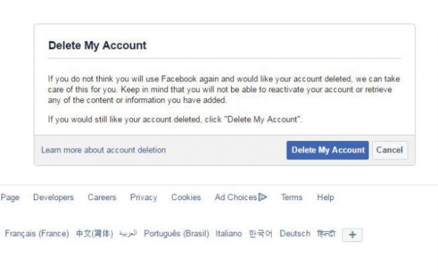 Delete Facebook Account Permanently